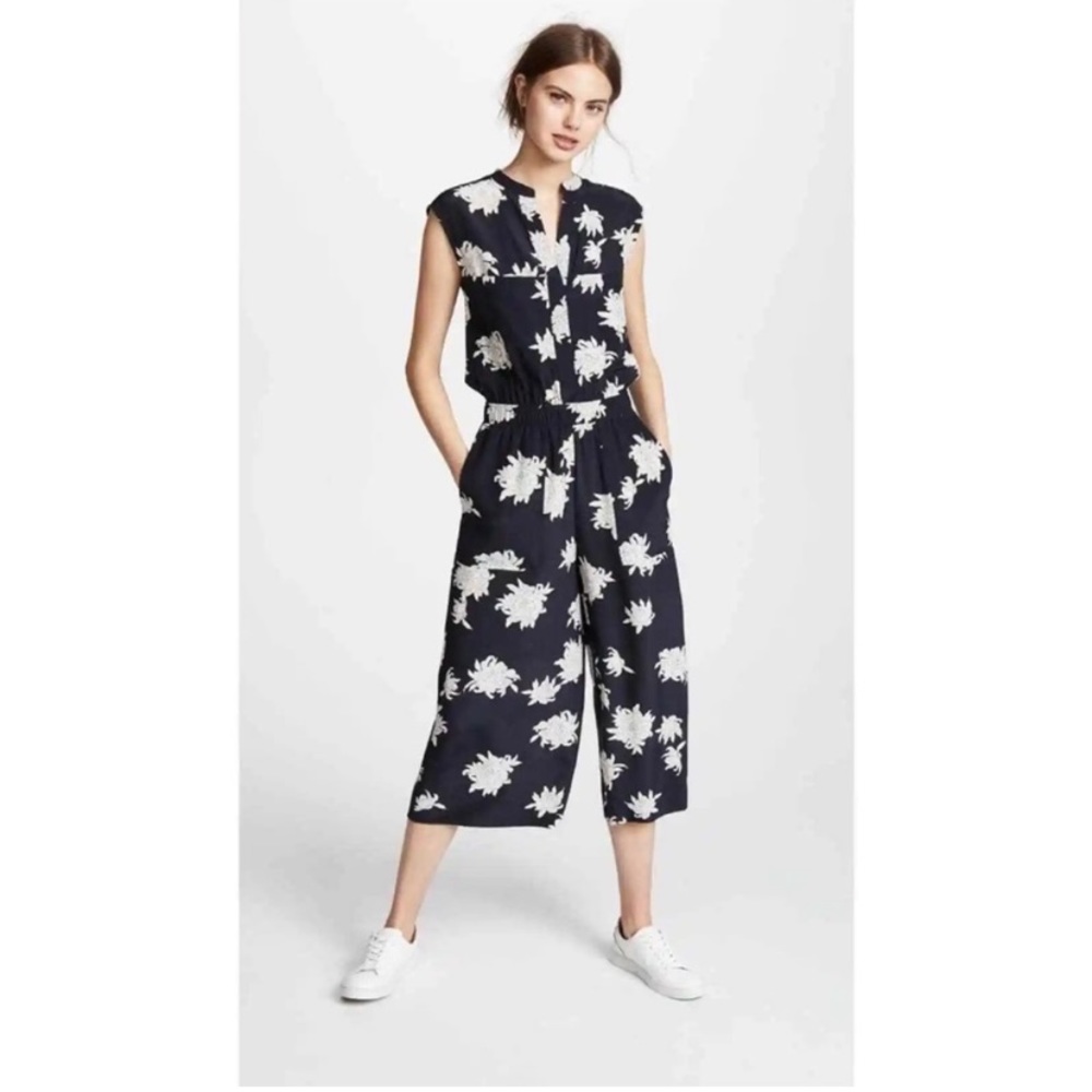 Vince Watercolor Petal Silk Jumpsuit Size M